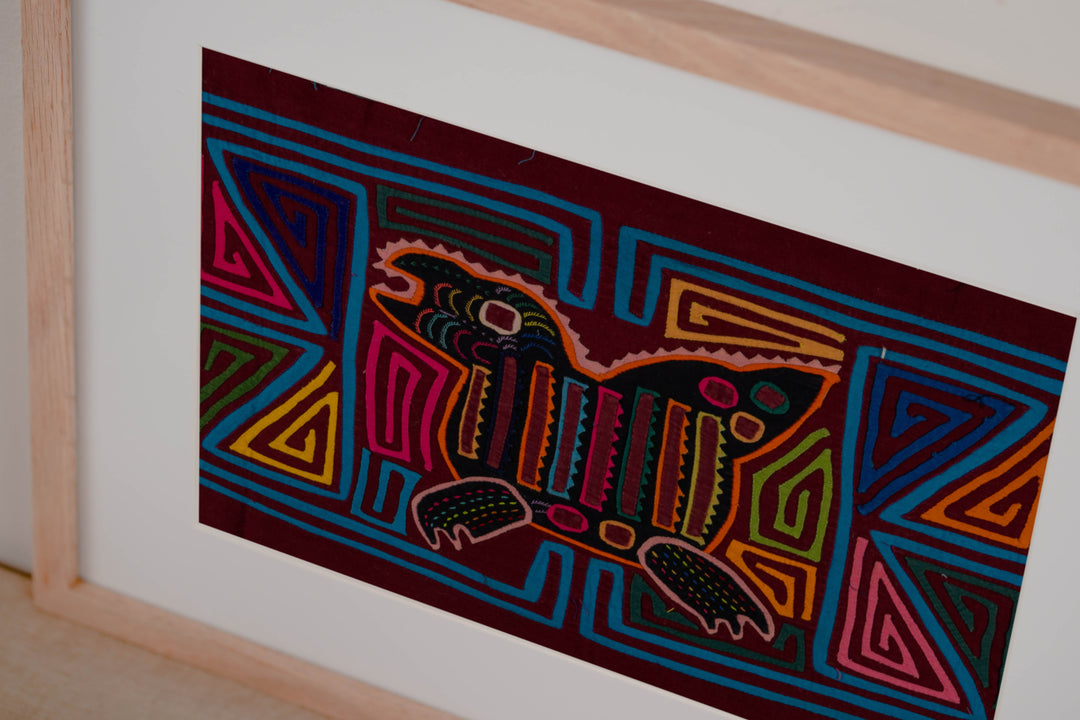 Burgundy And Turquoise Jungle Joker Mola