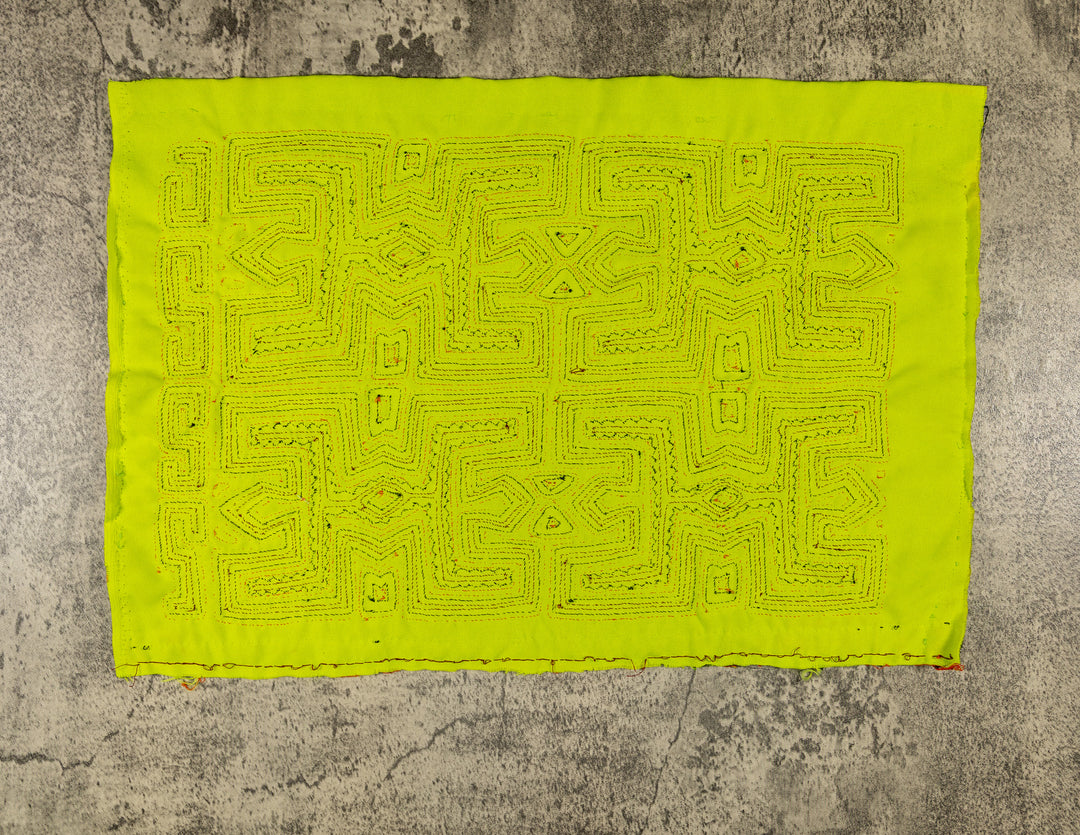 Orange And Chartreuse Pre-Columbian Design Mola
