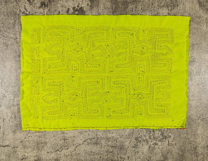 Orange And Chartreuse Pre-Columbian Design Mola