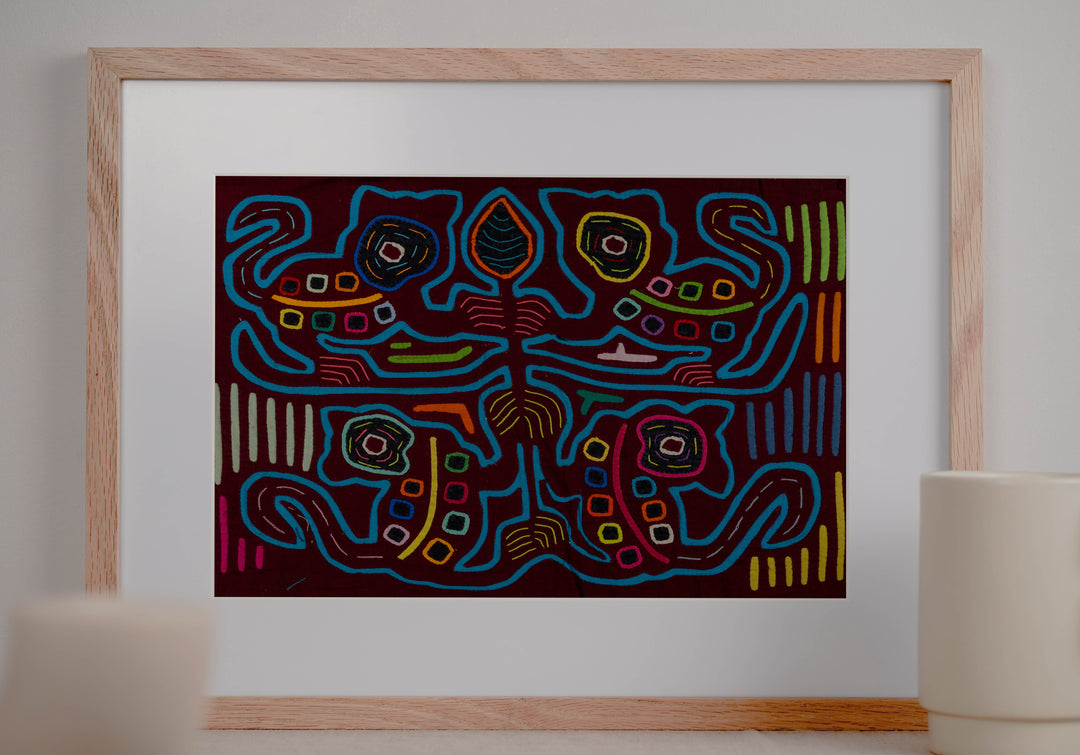 Burgundy And Turquoise Cat Menagerie Mola