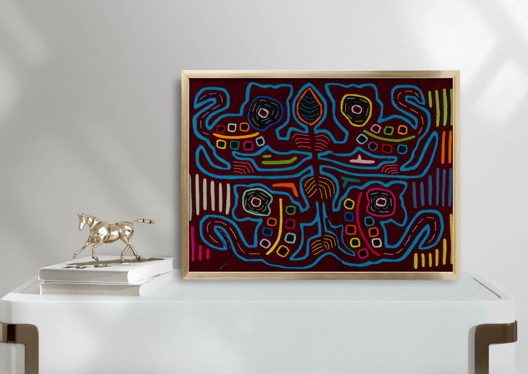 Burgundy And Turquoise Cat Menagerie Mola