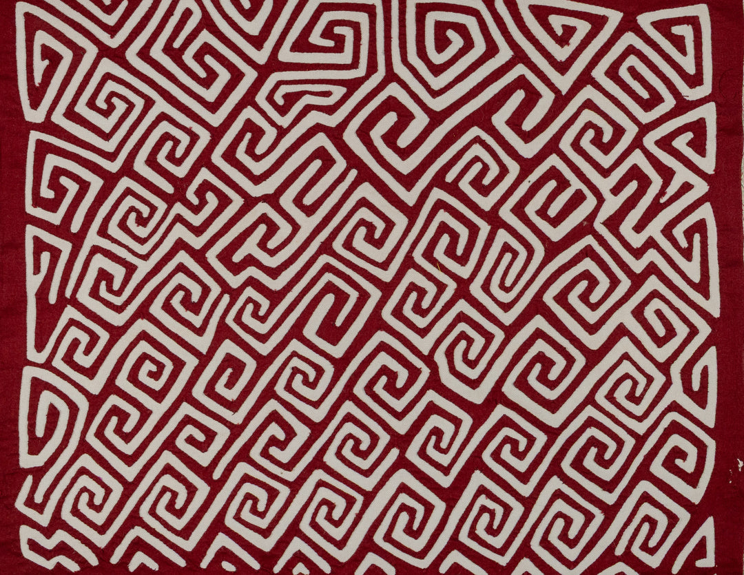 Burgundy And White Classic Greek Key Design Mola