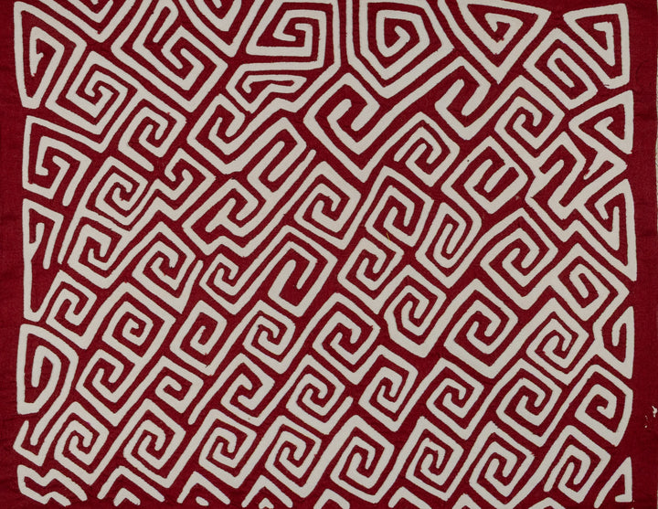 Burgundy And White Classic Greek Key Design Mola
