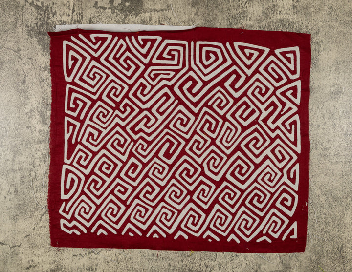 Burgundy And White Classic Greek Key Design Mola
