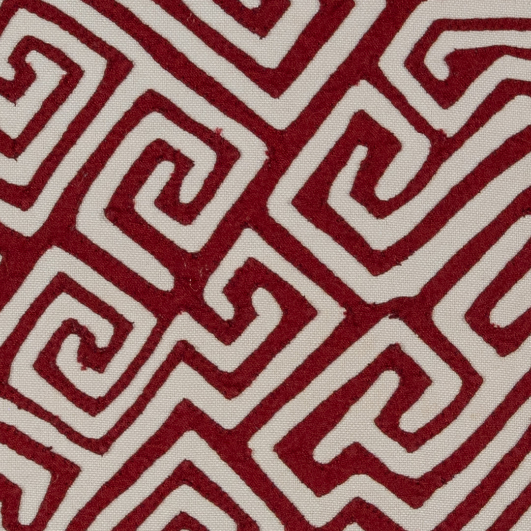 Burgundy And White Classic Greek Key Design Mola