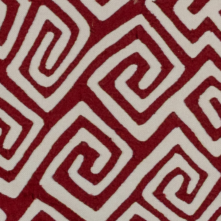 Burgundy And White Classic Greek Key Design Mola