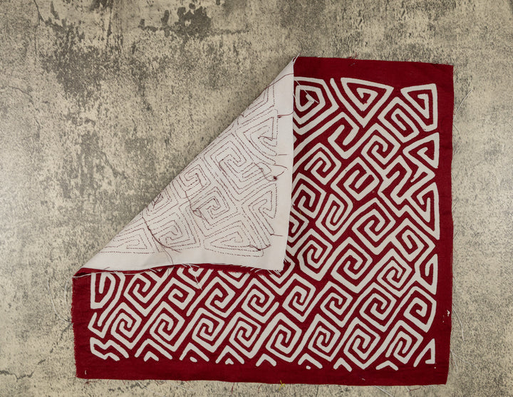 Burgundy And White Classic Greek Key Design Mola