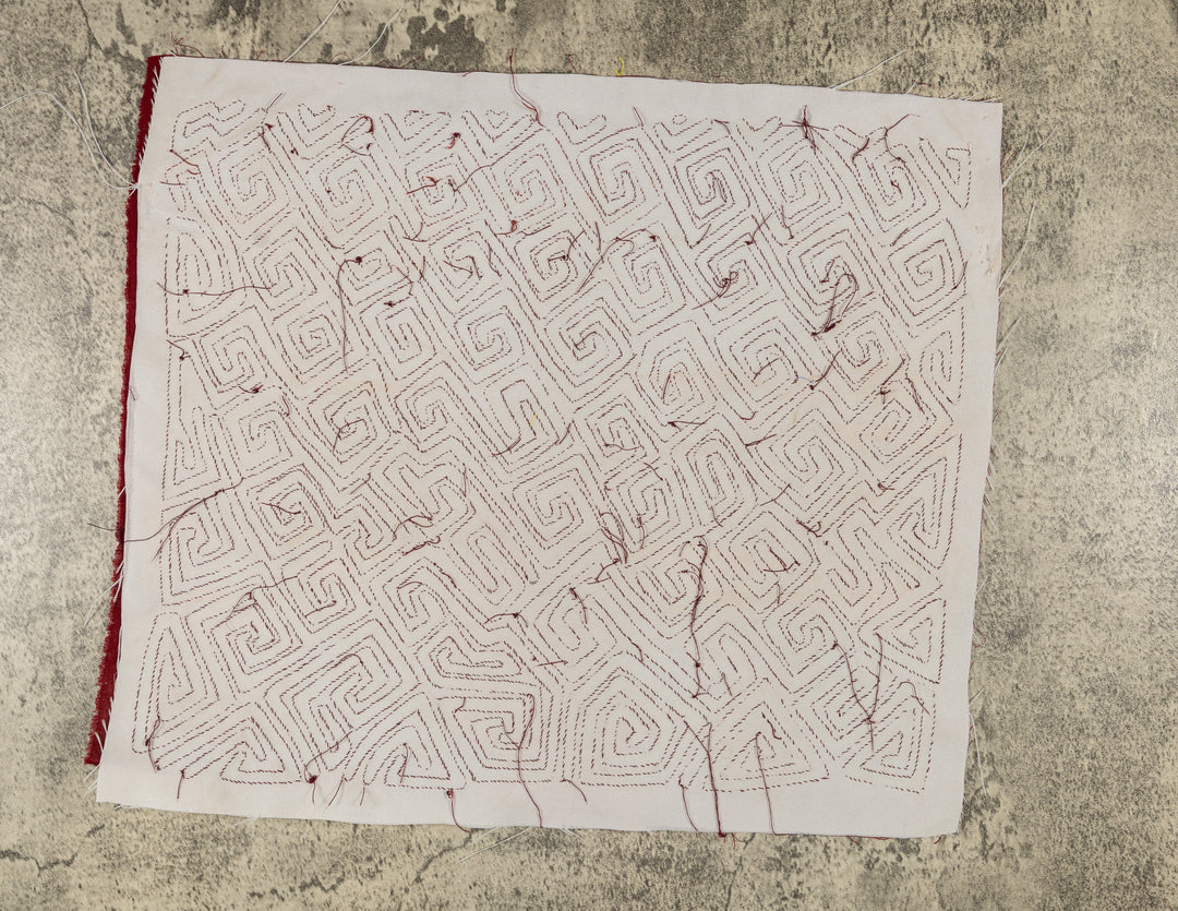 Burgundy And White Classic Greek Key Design Mola