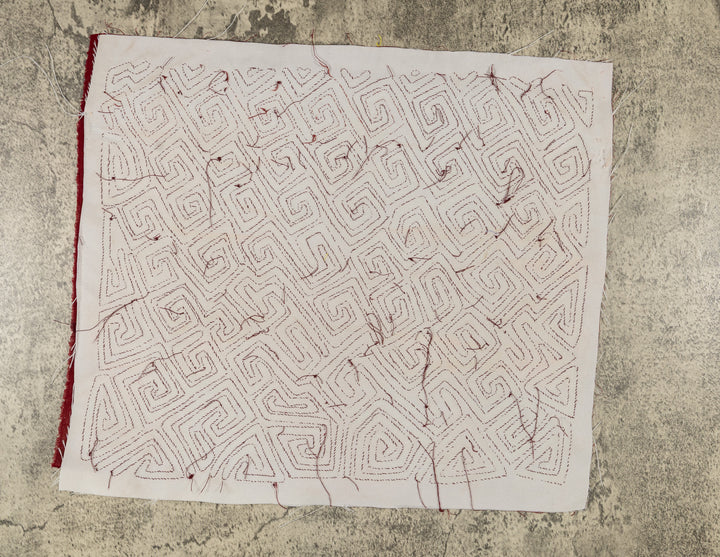 Burgundy And White Classic Greek Key Design Mola