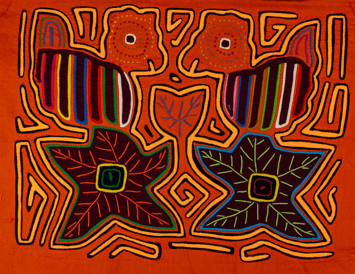 Orange On Orange Leaf Buddies Mola