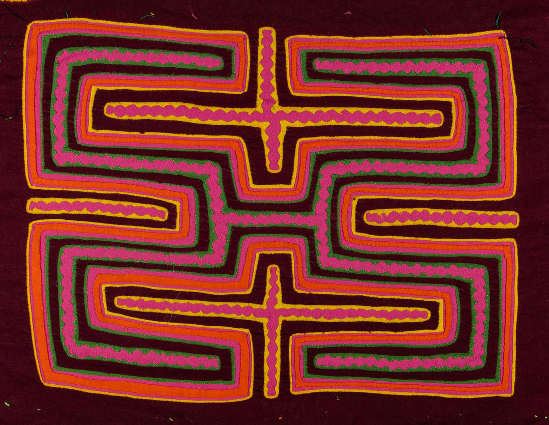 Burgundy Pink And Yellow Classic Design Mola