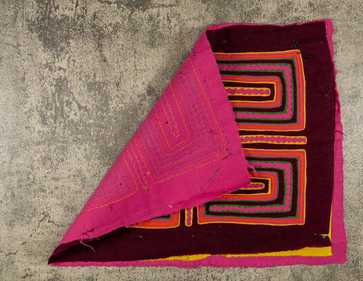 Burgundy Pink And Yellow Classic Design Mola