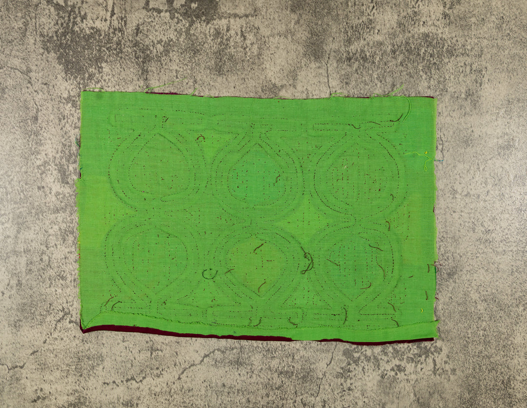 Burgundy And Green Twirling Dancer Mola