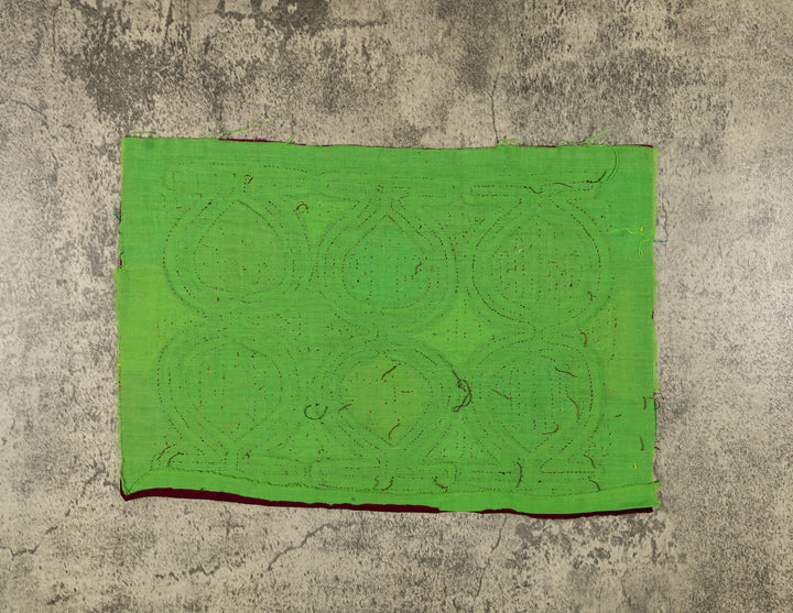 Burgundy And Green Twirling Dancer Mola
