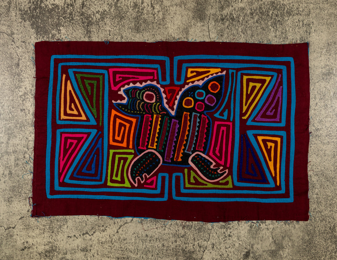 Burgundy And Turquoise Jungle Joker Mola