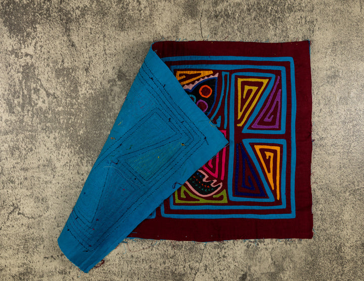 Burgundy And Turquoise Jungle Joker Mola