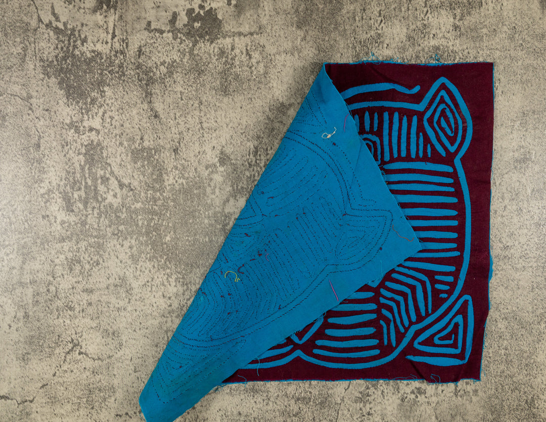 Burgundy And Turquoise Optical Illusion Mola