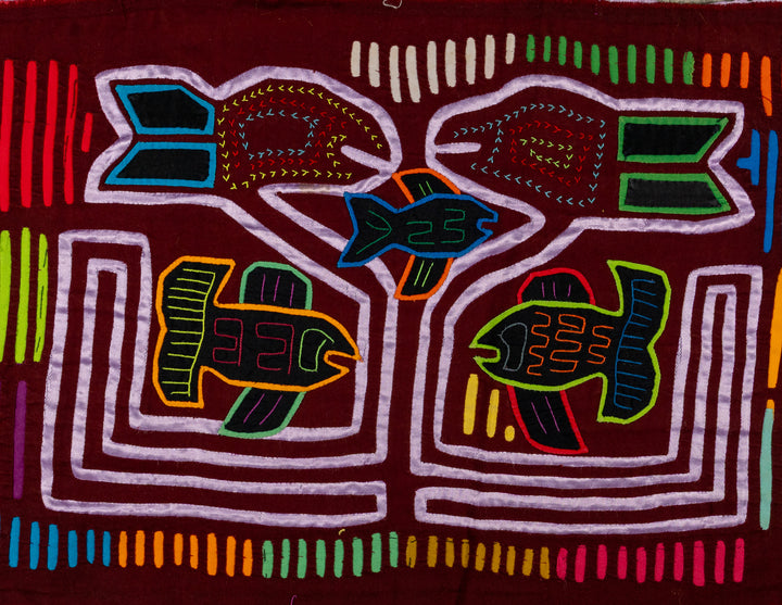 Burgundy And Purple Satin Fish And Bird Mola