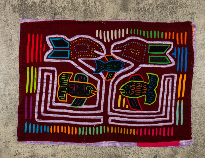 Burgundy And Purple Satin Fish And Bird Mola