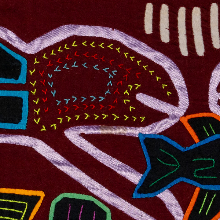 Burgundy And Purple Satin Fish And Bird Mola