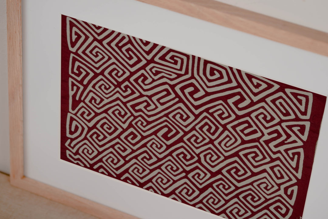 Burgundy And White Classic Greek Key Design Mola