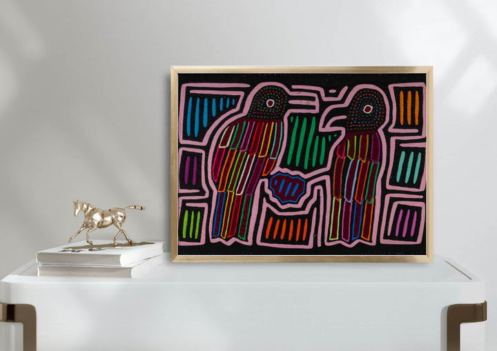 Pink And Black Bird Talk Mola