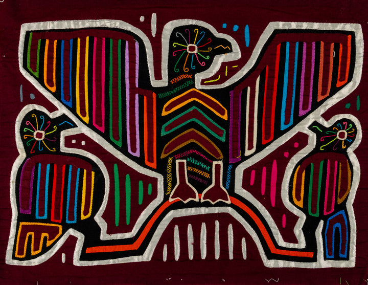 Maroon And Silver Thunderbird With Chicks Mola