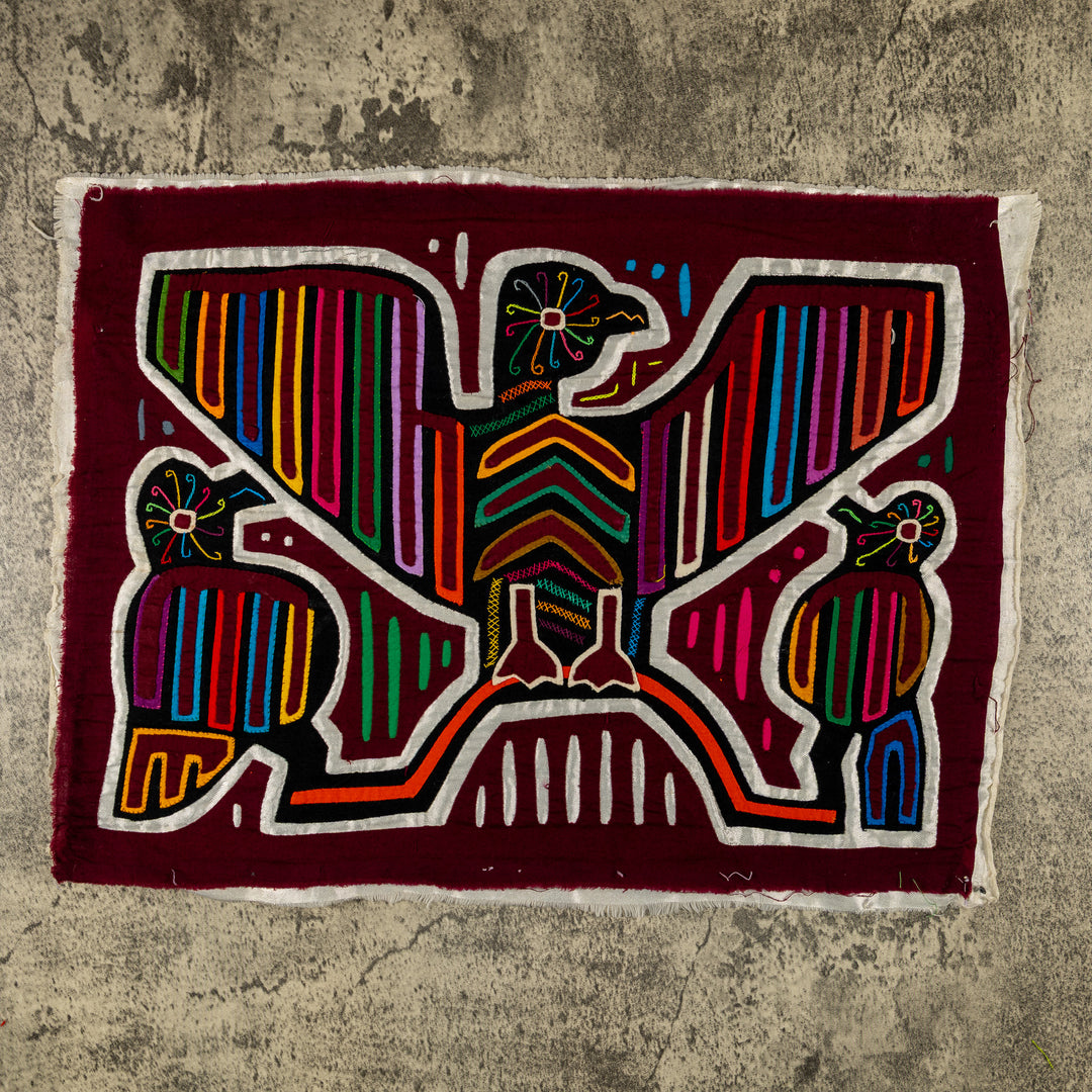 Maroon And Silver Thunderbird With Chicks Mola