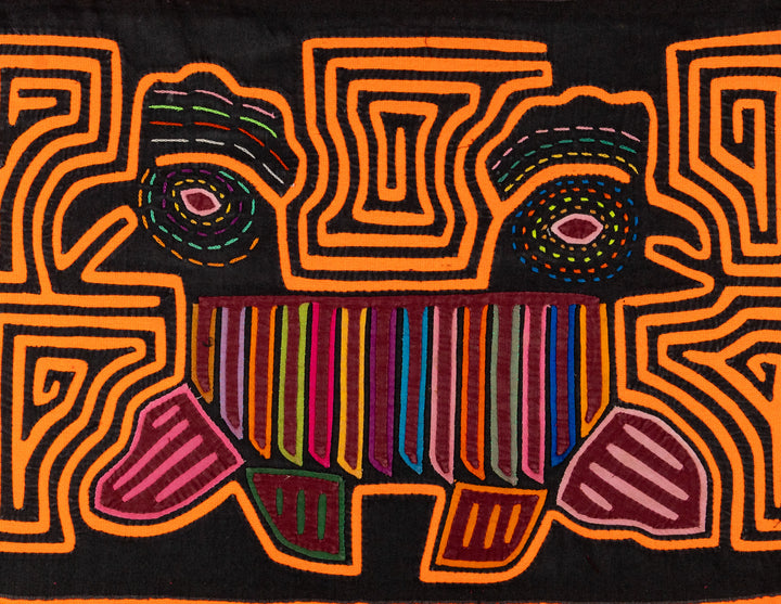 Neon Orange Two-Headed Rooster Mola