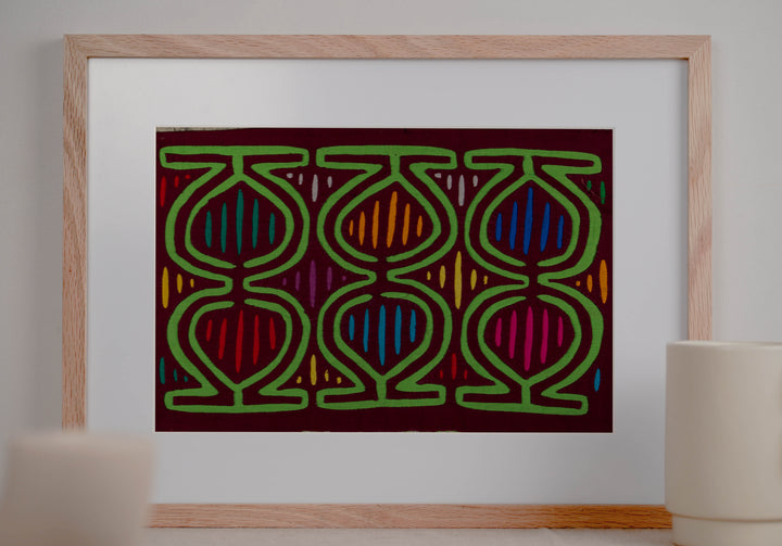 Burgundy And Green Twirling Dancer Mola