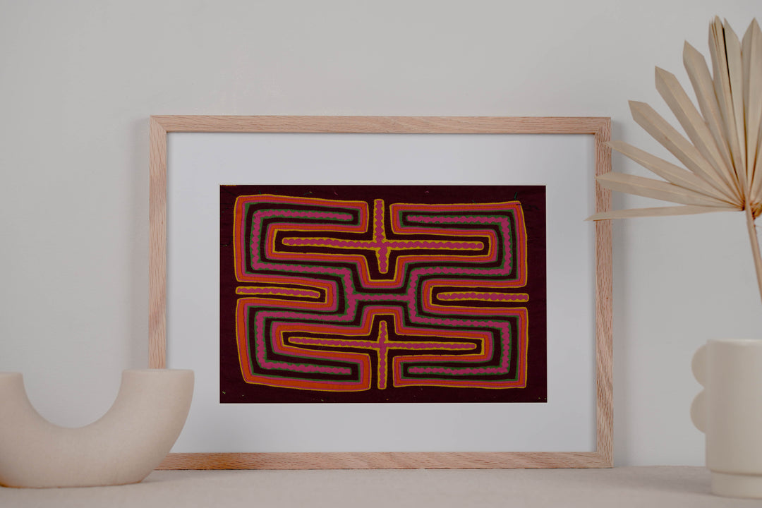 Burgundy Pink And Yellow Classic Design Mola
