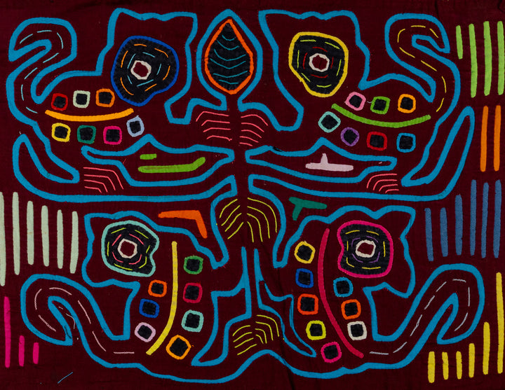 Burgundy And Turquoise Cat Menagerie Mola