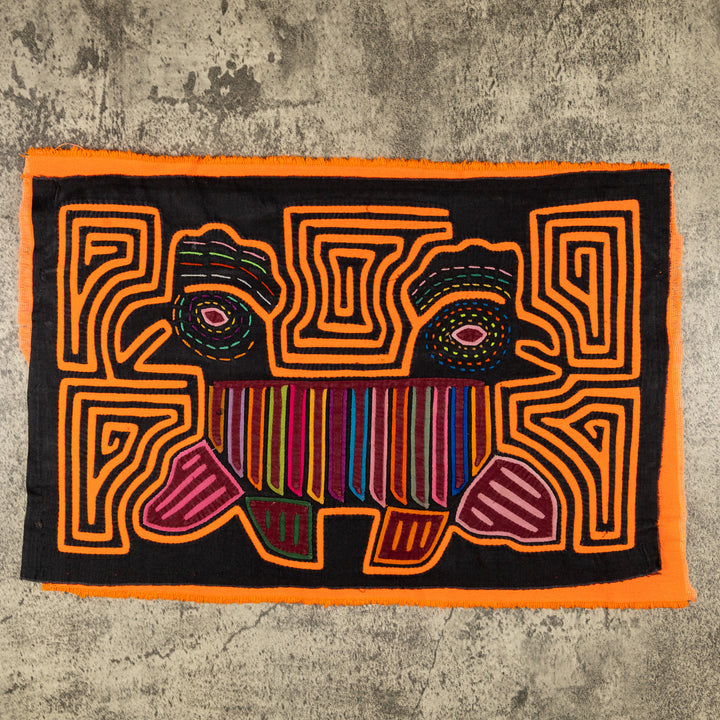 Neon Orange Two-Headed Rooster Mola
