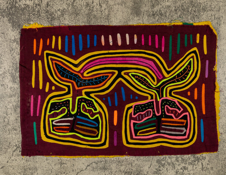 Burgundy And Gold Optical Illusion Mola
