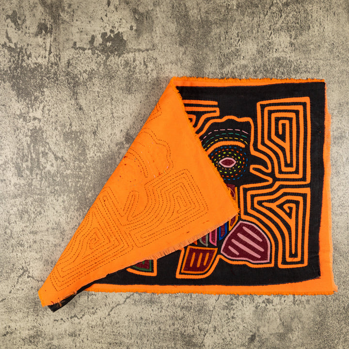 Neon Orange Two-Headed Rooster Mola