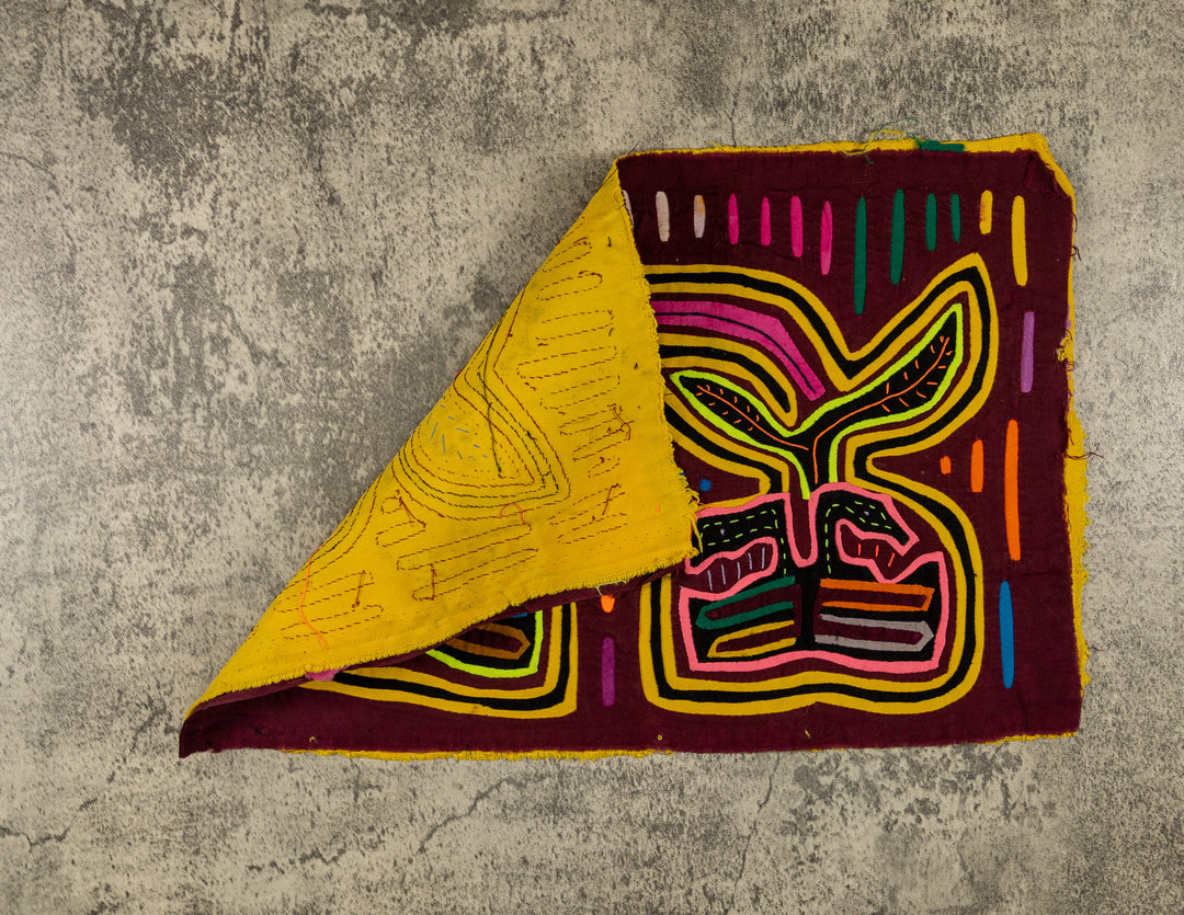 Burgundy And Gold Optical Illusion Mola