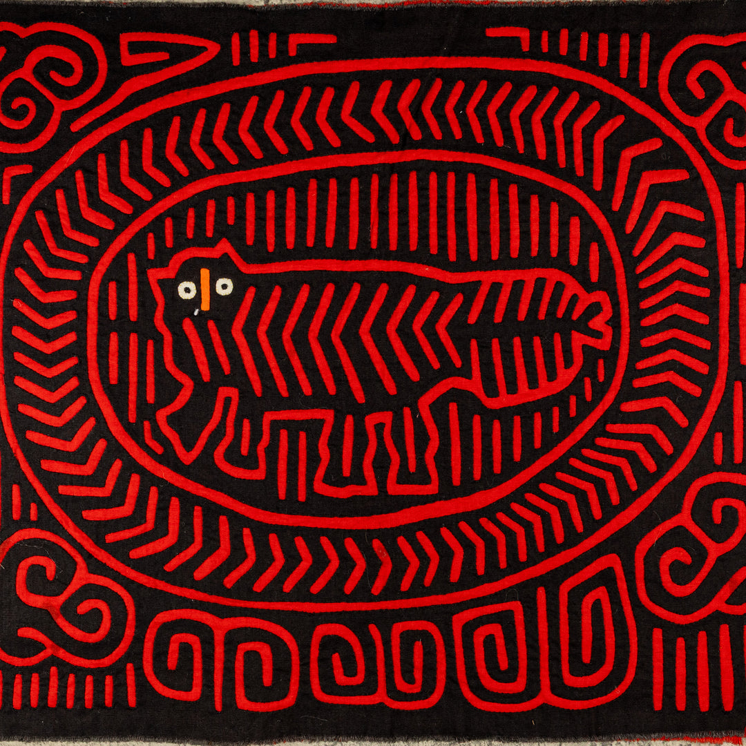Black And Red Cheshire Cat Museum Quality Mola