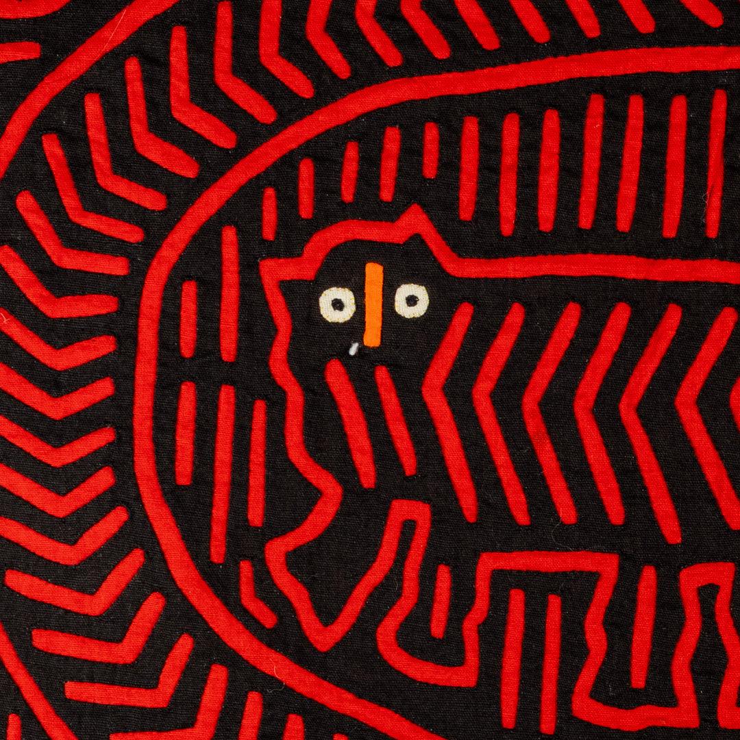 Black And Red Cheshire Cat Museum Quality Mola