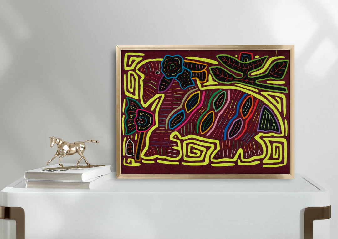 Burgundy And Chartreuse Rainforest Jungle Critter Mola