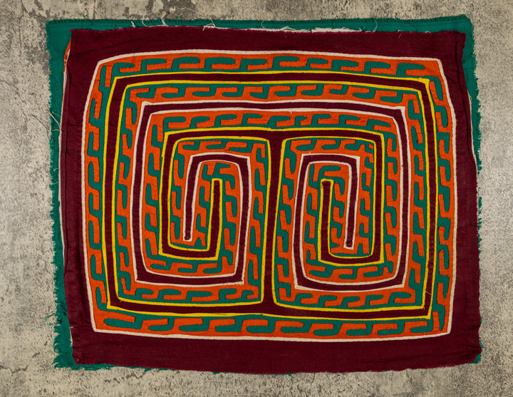 Orange And Green Hermit Crab Trail Design Mola