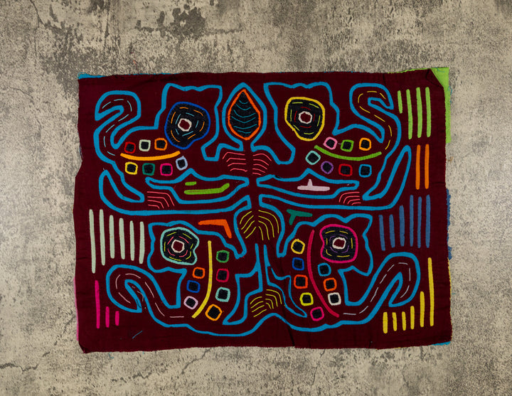 Burgundy And Turquoise Cat Menagerie Mola