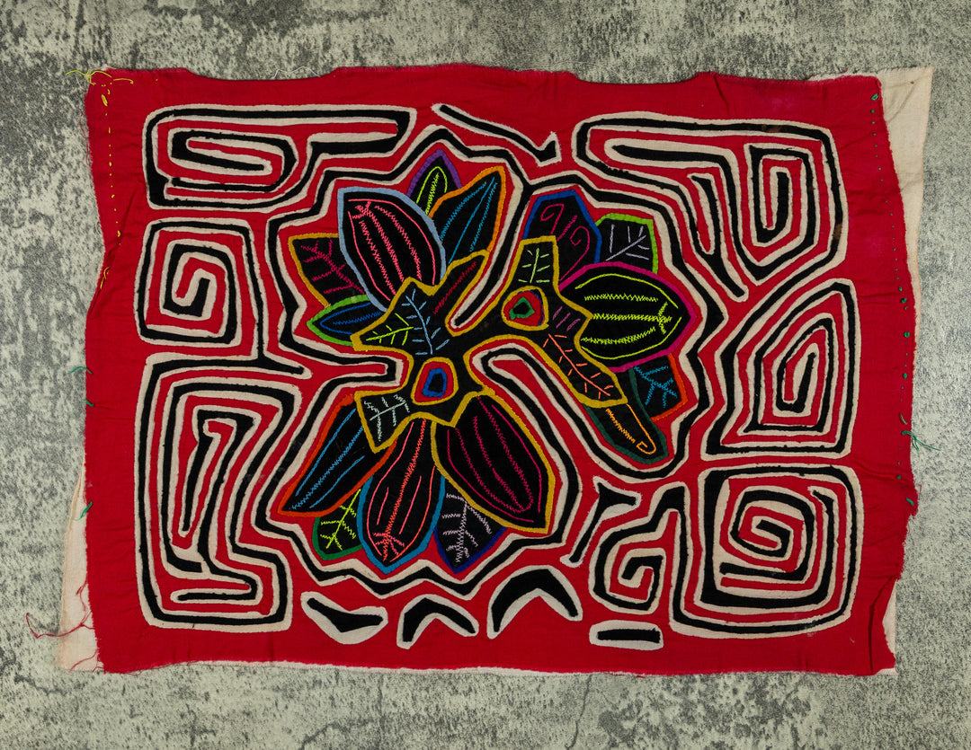 Red Black And White Orchid Flower Mola