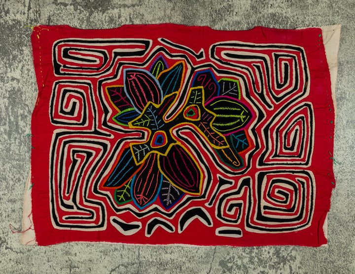Red Black And White Orchid Flower Mola