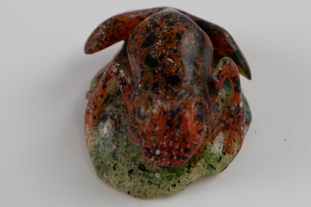 Wounaan Indian Special Ink technique Frog Tagua Nut Carving
