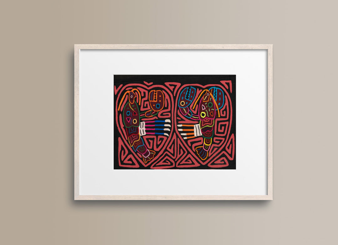 Vintage Black and Red Lobster Mola