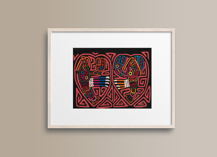 Vintage Black and Red Lobster Mola