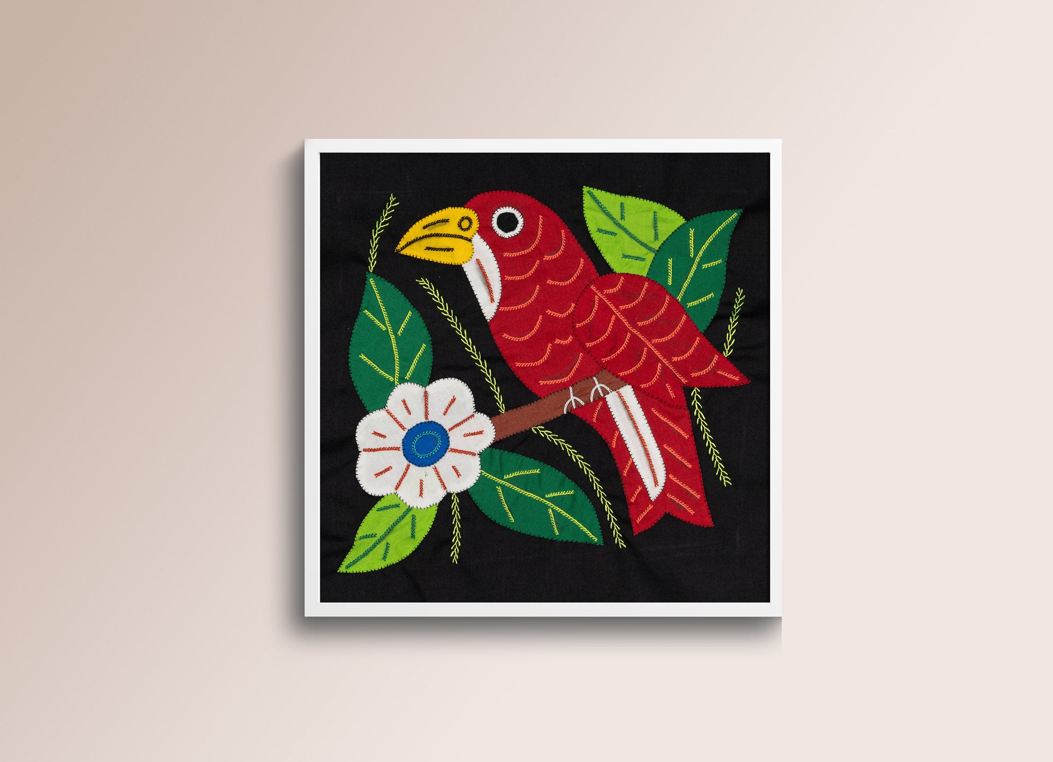 Red Bird with Flower Molita