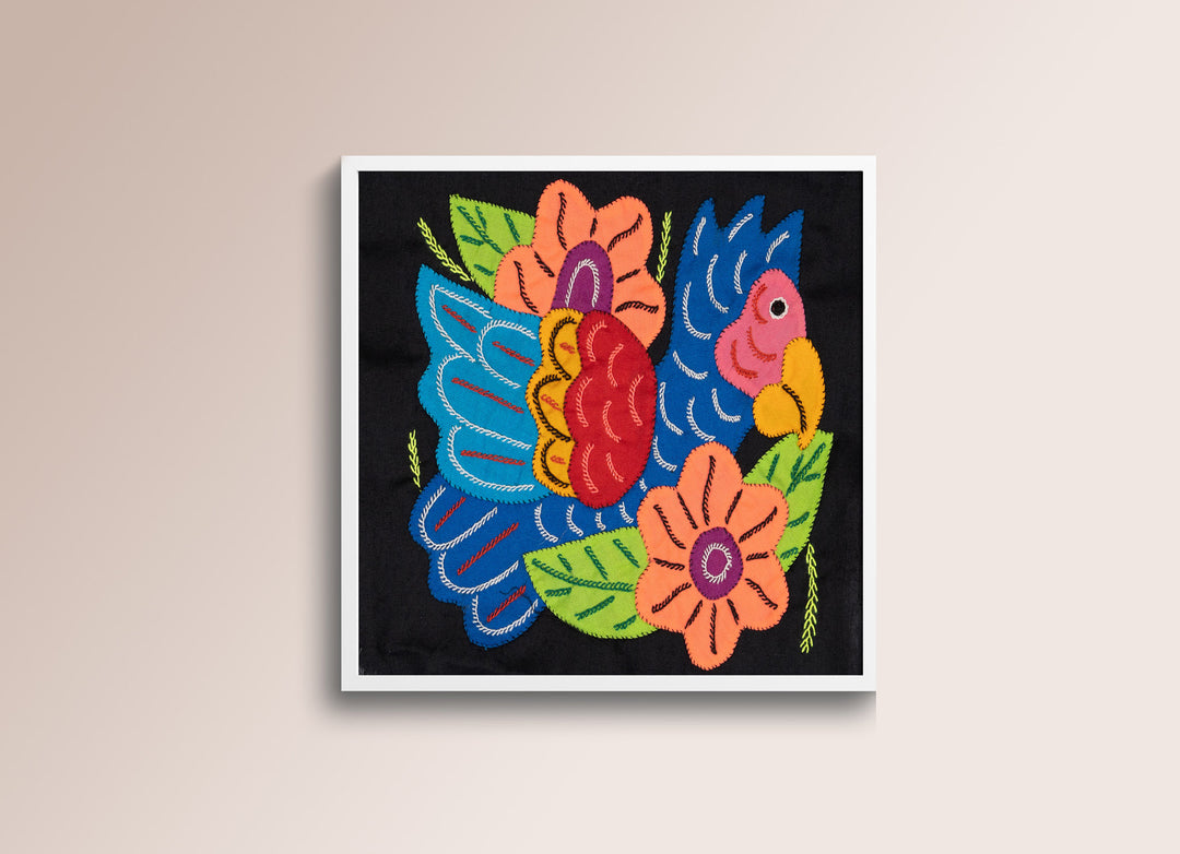 Blue Parrot Bird with Flower Molita