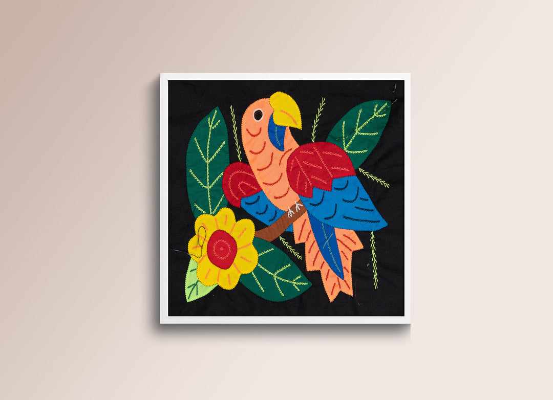 Pink Red And Blue Parrot with Flower Molita