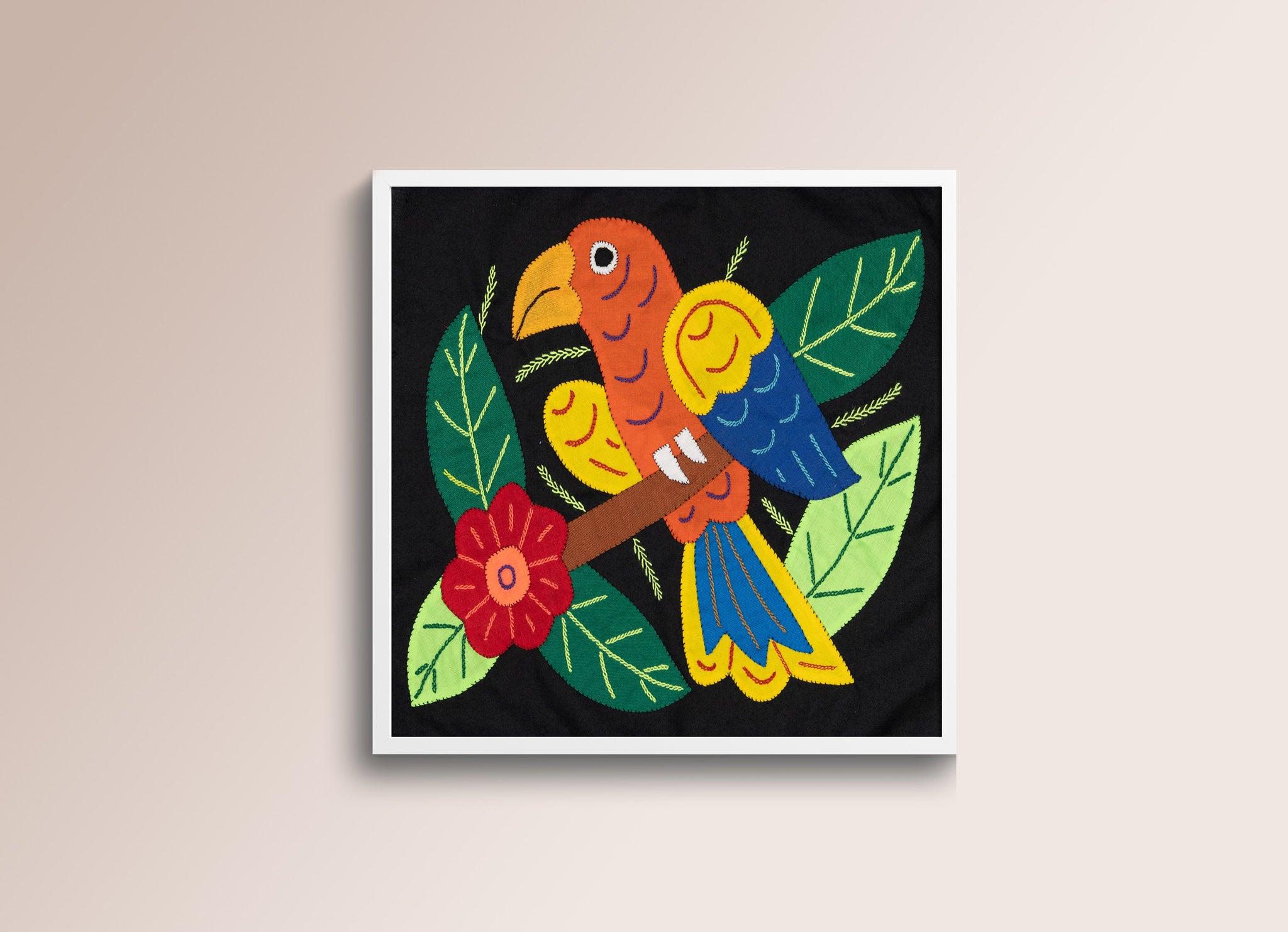 Orange Yellow And Blue Bird with Flower Molita